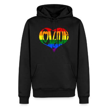 Aimez-moi arc-en-ciel - Sweat à capuche Premium bio Homme - noir - Devant - Nico (187cm)