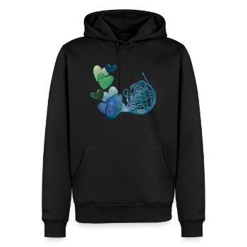 Corne française bleue - Sweat à capuche Premium bio Homme - noir - Devant - Nico (187cm)