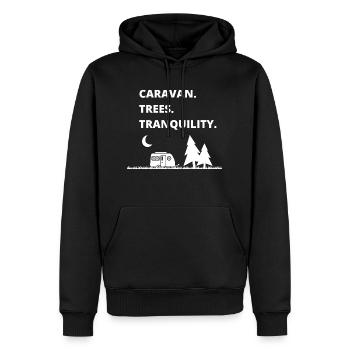 Caravan, Trees, Tranquility - Men’s Premium Organic Hoodie - black - Front - Nico (187cm)