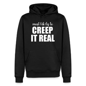 Most Likely To Creep It Real Funny Halloween - Men’s Premium Organic Hoodie - black - Front - Nico (187cm)