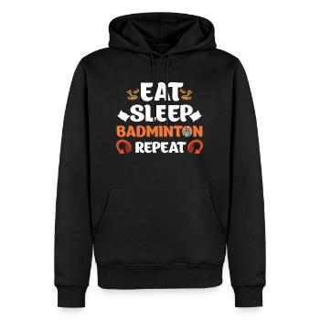 Manger dormir Badminton Répéter le sport - Sweat à capuche Premium bio Homme - noir - Devant - Nico (187cm)