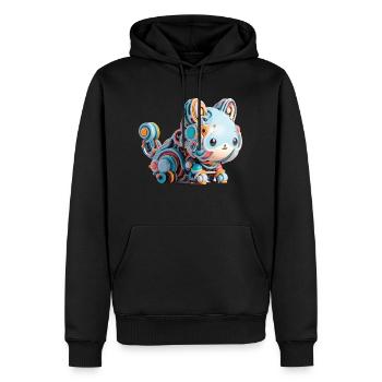 Chat Robot Abstrait Coloré - Sweat à capuche Premium bio Homme - noir - Devant - Nico (187cm)