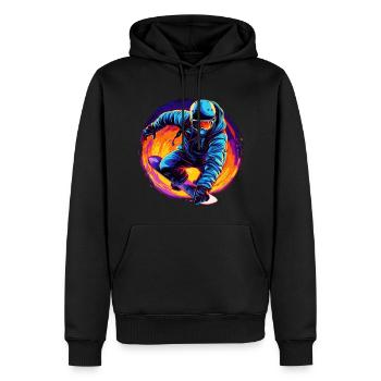 Snowboard ou ski puis après-ski - Sweat à capuche Premium bio Homme - noir - Devant - Nico (187cm)