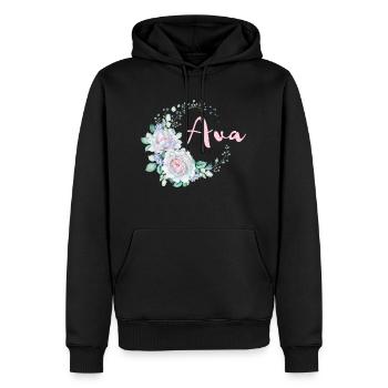 Für Ava - Männer Premium Bio Hoodie - Schwarz - Vorne - Nico (187cm)