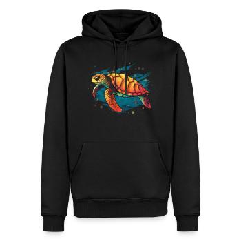 Tortue de mer dans la mer, tortues d’amour - Sweat à capuche Premium bio Homme - noir - Devant - Nico (187cm)