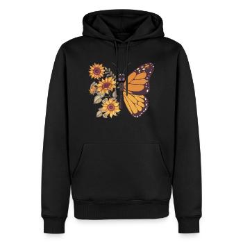 Schmetterling Sonnenblumen - Männer Premium Bio Hoodie - Schwarz - Vorne - Nico (187cm)
