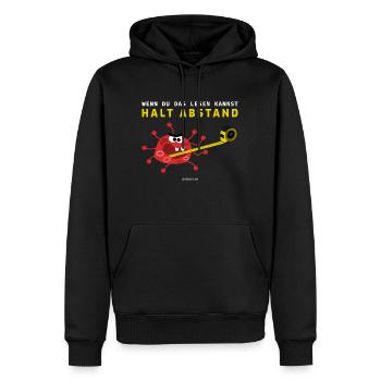 Halt Abstand - Männer Premium Bio Hoodie - Schwarz - Vorne - Nico (187cm)