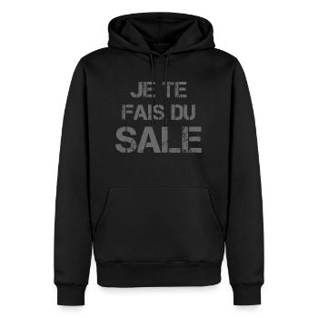 Je te fais du sale - gris - Sweat à capuche Premium bio Homme - noir - Devant - Nico (187cm)