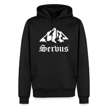 Servus Berg Berge Spruch - Männer Premium Bio Hoodie - Schwarz - Vorne - Nico (187cm)