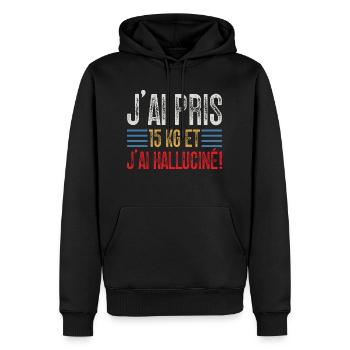 J'ai Pris 15 kg et J'ai halluciné! - Sweat à capuche Premium bio Homme - noir - Devant - Nico (187cm)