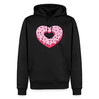 Herz Donut - Männer Premium Bio Hoodie - Schwarz - Vorne - Nico (187cm)