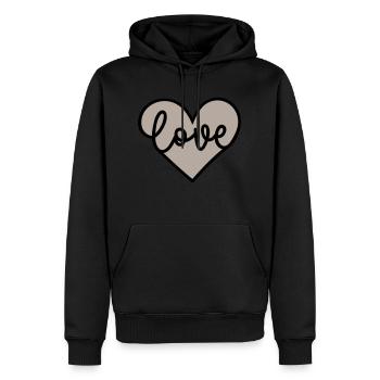Love - Männer Premium Bio Hoodie - Schwarz - Vorne - Nico (187cm)