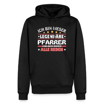 I'm this legendary pastor - Men’s Premium Organic Hoodie - black - Front - Nico (187cm)