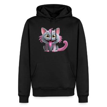 Chat monstre effrayant et mignon - Sweat à capuche Premium bio Homme - noir - Devant - Nico (187cm)