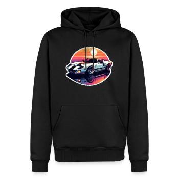 Oldtimer Sonnenuntergang - Männer Premium Bio Hoodie - Schwarz - Vorne - Nico (187cm)