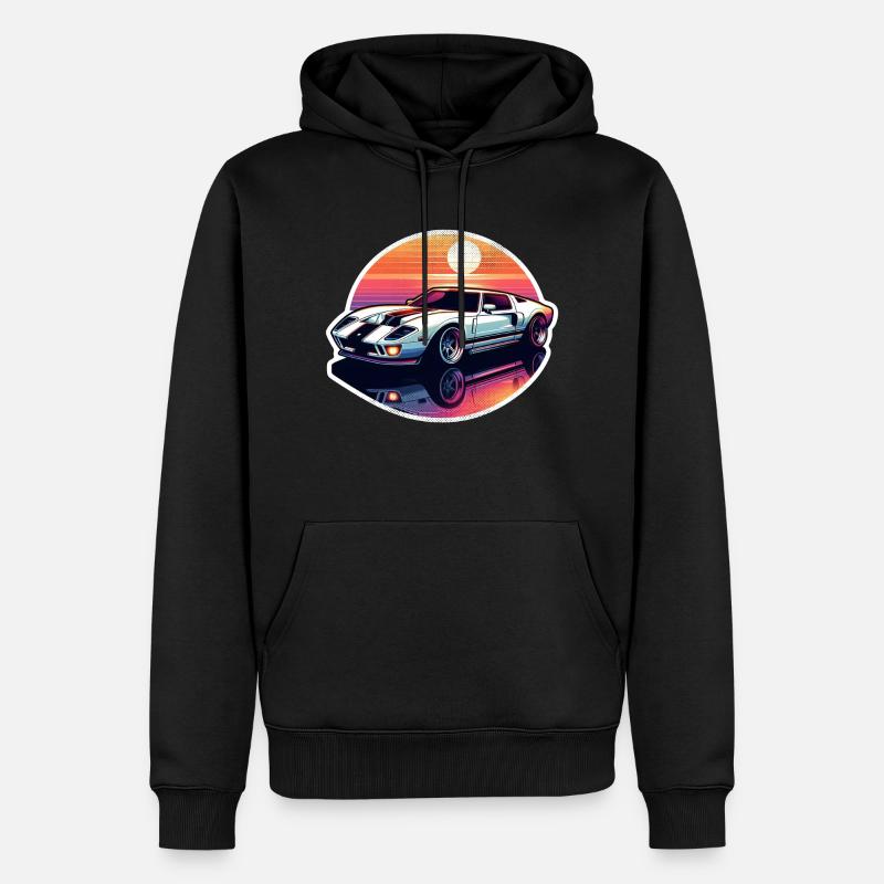 Oldtimer Sonnenuntergang - Männer Premium Bio Hoodie - Schwarz