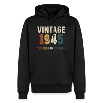 79 Jahre Vintage 1945 79. Geburtstag - Männer Premium Bio Hoodie - Schwarz - Vorne - Nico (187cm)