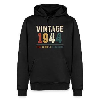 80 Jahre Jahrgang 1944 80. Geburtstag - Männer Premium Bio Hoodie - Schwarz - Vorne - Nico (187cm)