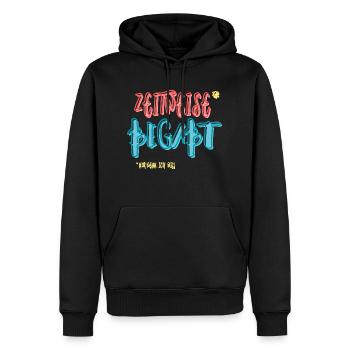 ZEITWEISE BEGABT BUNT - Männer Premium Bio Hoodie - Schwarz - Vorne - Nico (187cm)