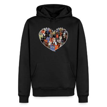 Herzdesign mit niedlichen Katzen - Männer Premium Bio Hoodie - Schwarz - Vorne - Nico (187cm)