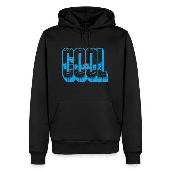Das WORT "COOL" - Männer Premium Bio Hoodie - Schwarz - Vorne - Nico (187cm)