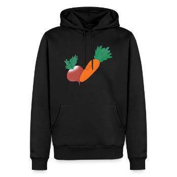 Radis et carotte - Sweat à capuche Premium bio Homme - noir - Devant - Nico (187cm)
