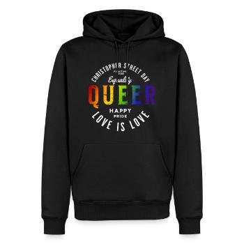 Love is Love, Gay Pride, LGBTQ+ - Men’s Premium Organic Hoodie - black - Front - Nico (187cm)