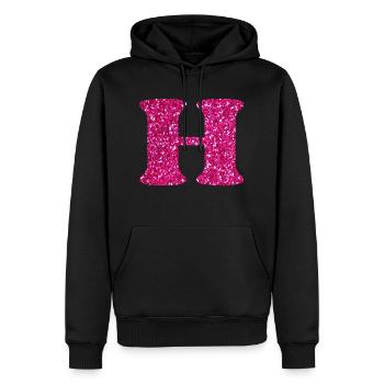 Buchstabe h rosa glitzernd - Männer Premium Bio Hoodie - Schwarz - Vorne - Nico (187cm)