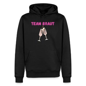 TEAM BRAUT - Männer Premium Bio Hoodie - Schwarz - Vorne - Nico (187cm)