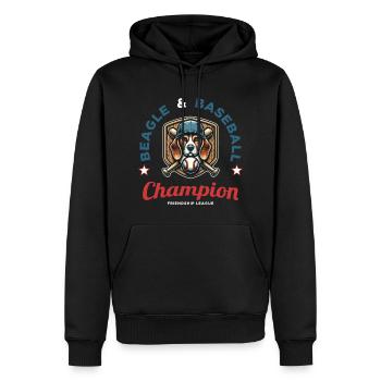 Fan de baseball, de beagles et d’Amérique - Sweat à capuche Premium bio Homme - noir - Devant - Nico (187cm)