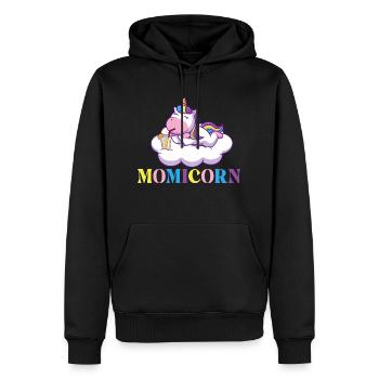 Momicorn - Regenbogen-Einhorn Mystische Kreatur - Männer Premium Bio Hoodie - Schwarz - Vorne - Nico (187cm)