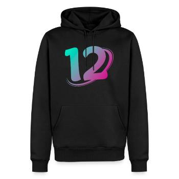 Numéro 12 multicolore - Sweat à capuche Premium bio Homme - noir - Devant - Nico (187cm)