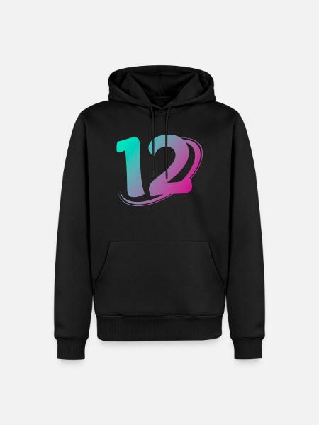 Nummer 12 mehrfarbig - Männer Premium Bio Hoodie - Schwarz