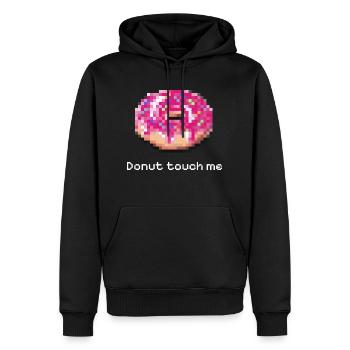 Donut touch me white funny pixel - Männer Premium Bio Hoodie - Schwarz - Vorne - Nico (187cm)