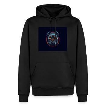 dog with glasses sticker - Sweat à capuche Premium bio Homme - noir - Devant - Nico (187cm)