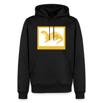 240616 Loutre 4 - Sweat à capuche Premium bio Homme - noir - Devant - Nico (187cm)