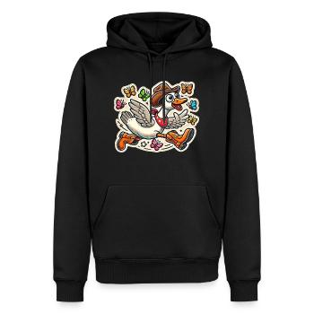 Silly Goose avec un chapeau de cow-boy et des bottes - Sweat à capuche Premium bio Homme - noir - Devant - Nico (187cm)