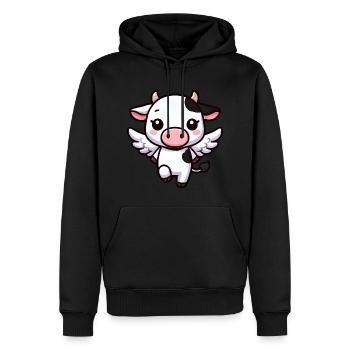 Vache mignonne comme ange dessin animé - Sweat à capuche Premium bio Homme - noir - Devant - Nico (187cm)