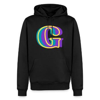 Mehrfarbiger Buchstabe g – originelle Geschenkidee - Männer Premium Bio Hoodie - Schwarz - Vorne - Nico (187cm)