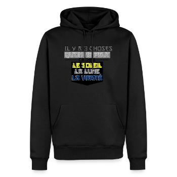 There are 3 things that cannot be hidden - Men’s Premium Organic Hoodie - black - Front - Nico (187cm)