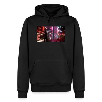 Cyberpunk City3 - Sweat à capuche Premium bio Homme - noir - Devant - Nico (187cm)