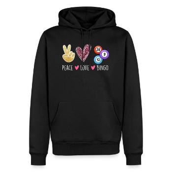 Peace Love Bingo Lustiges Retro Bingo Liebhaber Geschenk - Männer Premium Bio Hoodie - Schwarz - Vorne - Nico (187cm)