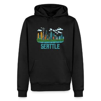 Ville de Seattle - Sweat à capuche Premium bio Homme - noir - Devant - Nico (187cm)