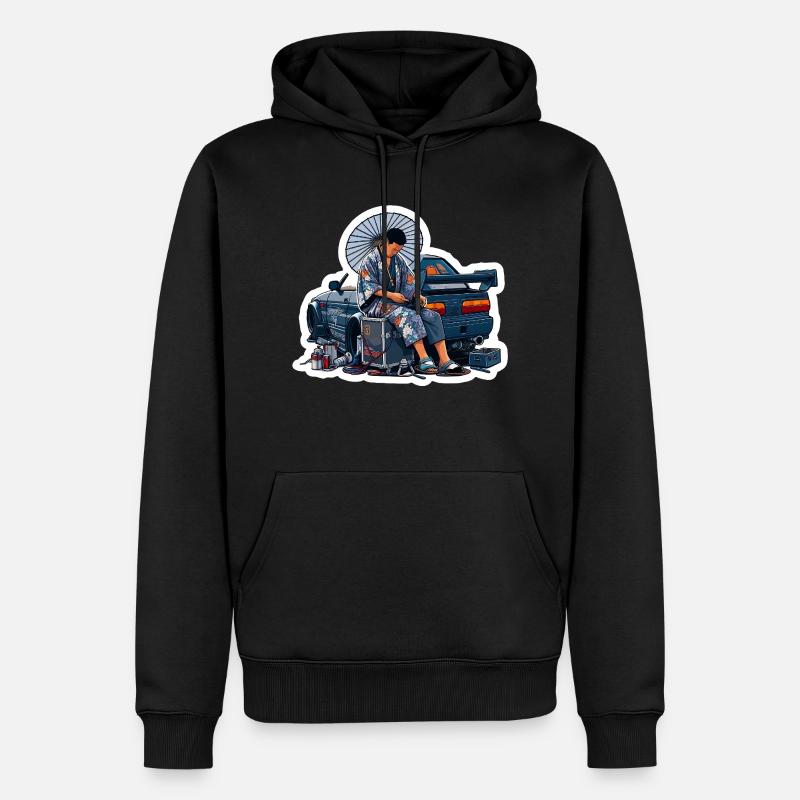 Garage Samurai - Männer Premium Bio Hoodie - Schwarz