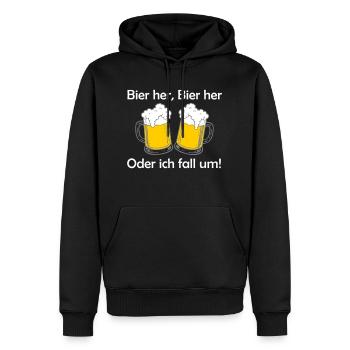 Bienen hier, Bienen hier - oder ich fall um! - Männer Premium Bio Hoodie - Schwarz - Vorne - Nico (187cm)