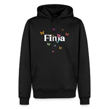 FINJA - Schöner Mädchen Name mit Schmetterlingen - Männer Premium Bio Hoodie - Schwarz - Vorne - Nico (187cm)