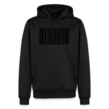 unbezahlbar barcode - Männer Premium Bio Hoodie - Schwarz - Vorne - Nico (187cm)