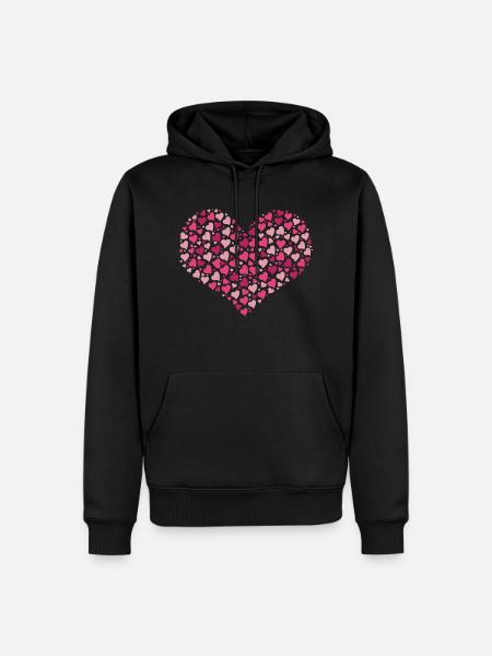 Herz - Männer Premium Bio Hoodie - Schwarz