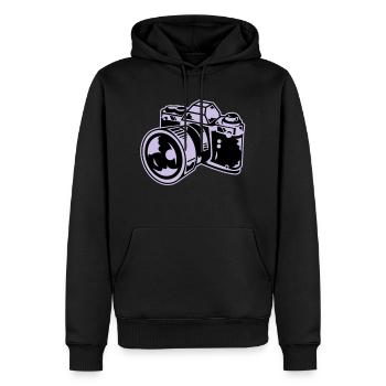 camera - Männer Premium Bio Hoodie - Schwarz - Vorne - Nico (187cm)