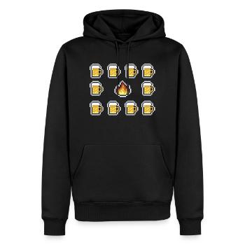 bière pop art pixel art soif marque icône supprimer LO - Sweat à capuche Premium bio Homme - noir - Devant - Nico (187cm)
